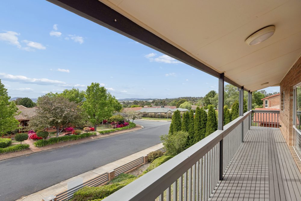 View from the upstairs balcony over the street to the hills